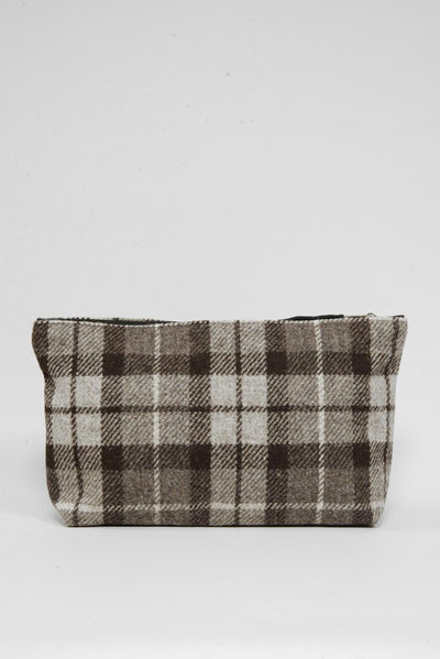 Harris Tweed Toiletries Bag A0245 (Black Leather) (Small Label)