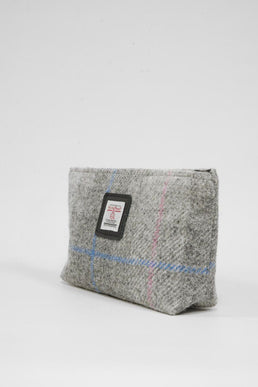 Harris Tweed Cosmetic Bag A095 (Black Leather)