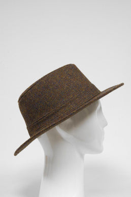 Harris Tweed Fedora Hat Brown Mix