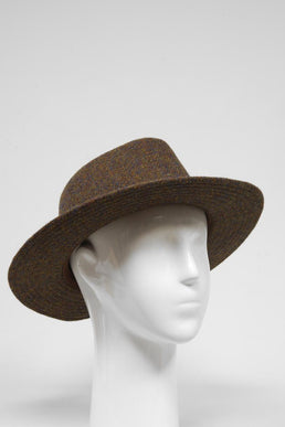 Harris Tweed Fedora Hat Brown Mix