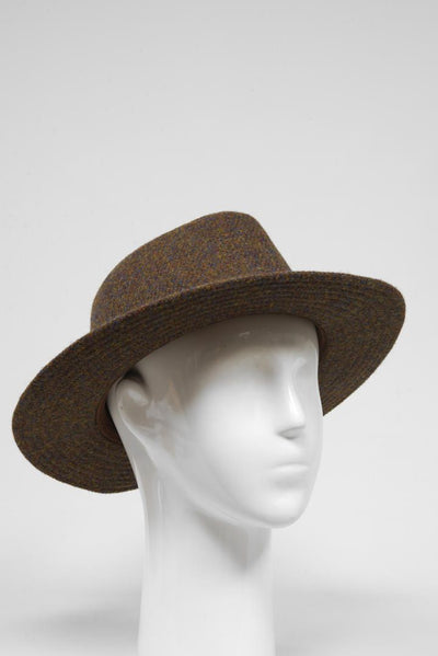 Harris Tweed Fedora Hat Brown Mix