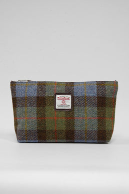 Harris Tweed Toiletries Bag A017 Brown Leather