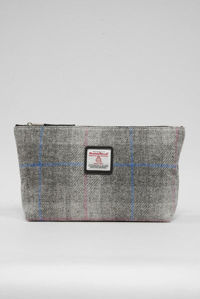 Harris Tweed Toiletries Bag A095 Black Leather