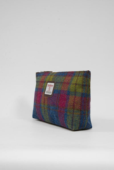 Harris Tweed Toiletries Bag - A0195 Brown Leather