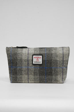 Harris Tweed Toiletries Bag A0187 Black Leather