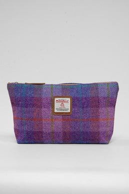 Harris Tweed Toiletries Bag A0167 Tan Leather