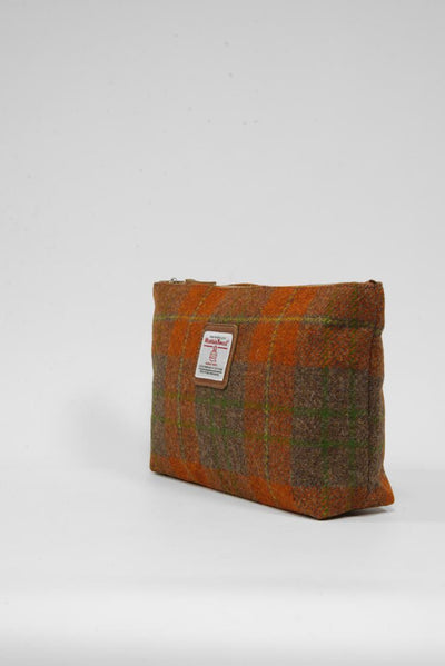 Harris Tweed Toiletries Bag A0124 Tan Leather