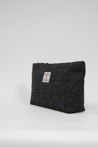 Harris Tweed Toiletries Bag - A0255 Black Leather
