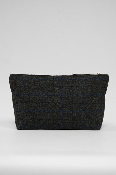 Harris Tweed Toiletries Bag - A0255 Black Leather