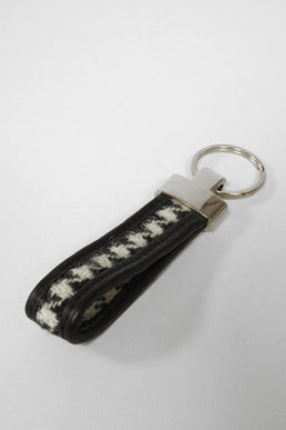 Harris Tweed Loop Keyring HO63 Black Leather