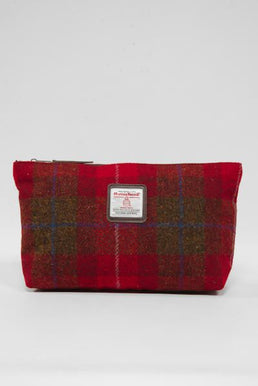 Harris Tweed Toiletries Bag A001 Brown Leather