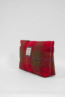 Harris Tweed Toiletries Bag A001 Brown Leather