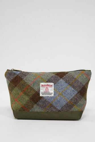 Harris Tweed Washbag - A017 (C) (Khaki)
