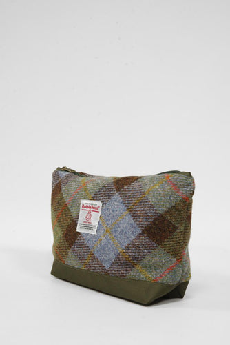 Harris Tweed Washbag - A017 (C) (Khaki)