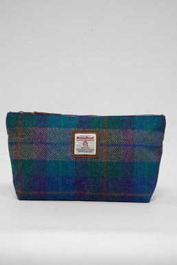 Harris Tweed Toiletries Bag - A085 (Tan Leather)