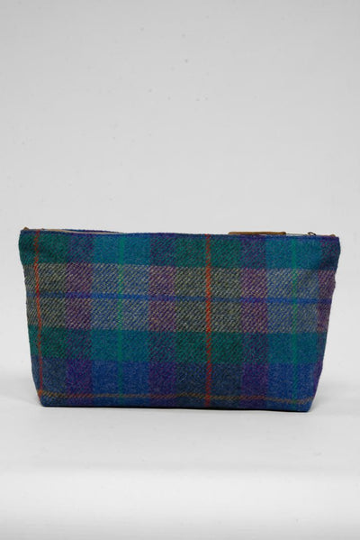 Harris Tweed Toiletries Bag - A085 (Tan Leather)