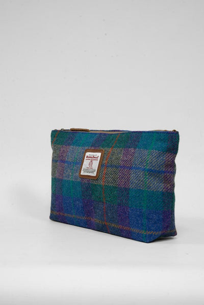 Harris Tweed Toiletries Bag - A085 (Tan Leather)
