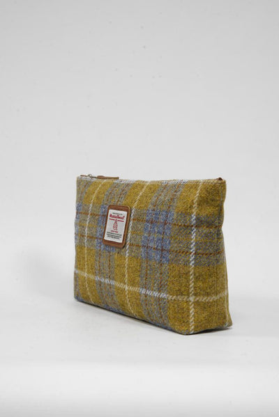Harris Tweed Toiletries Bag A0102 (Tan Leather)