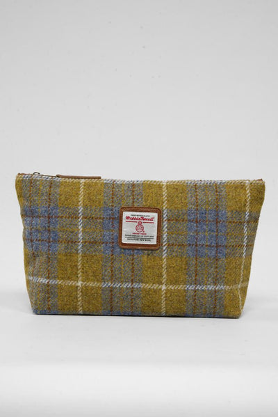 Harris Tweed Toiletries Bag A0102 (Tan Leather)