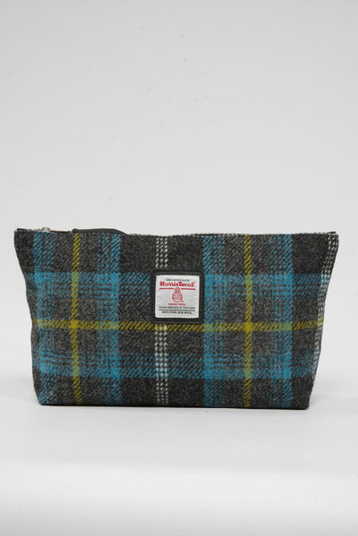 Harris Tweed Toiletries Bag A0204 (Black Leather)