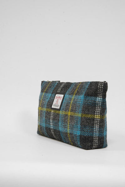 Harris Tweed Toiletries Bag A0204 (Black Leather)