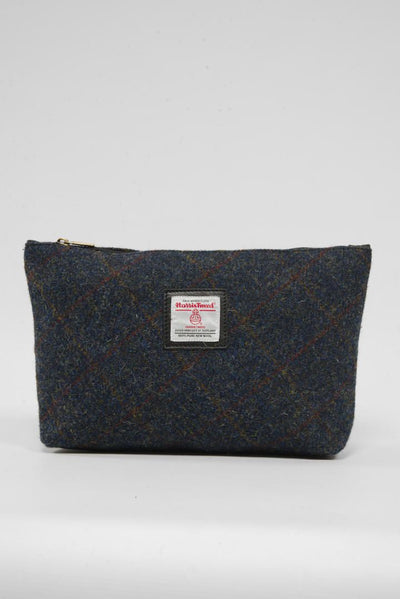Harris Tweed Toiletries Bag A0239 (C) (Black Leather)