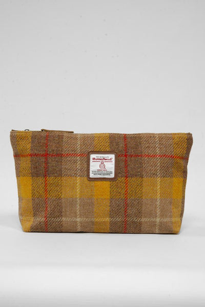 Harris Tweed Toiletries Bag A0230 (Tan Leather)