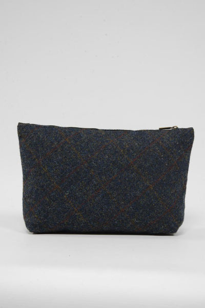 Harris Tweed Toiletries Bag A0239 (C) (Black Leather)
