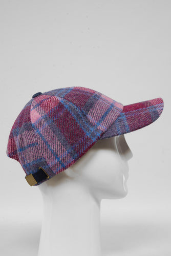 Harris Tweed Baseball Cap - Pink/Blue Check (HH)