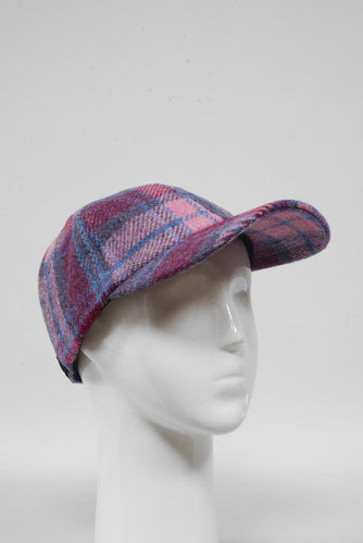 Harris Tweed Baseball Cap - Pink/Blue Check (HH)