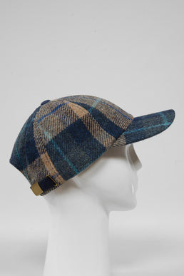 Harris Tweed Baseball Cap Sand Navy Check (HH)
