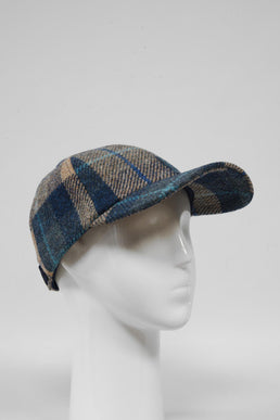 Harris Tweed Baseball Cap Sand Navy Check (HH)