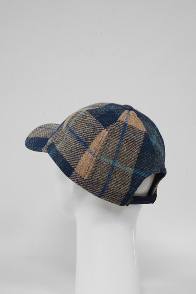 Harris Tweed Baseball Cap Sand Navy Check (HH)