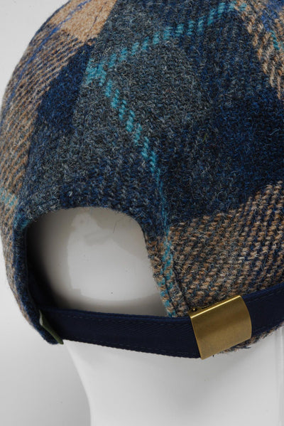 Harris Tweed Baseball Cap Sand Navy Check (HH)