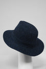 Harris Tweed Fedora Hat Navy Herringbone