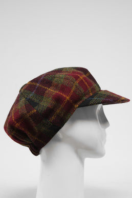 Harris Tweed Baker Boy Hat Green/Rust Check (GC)