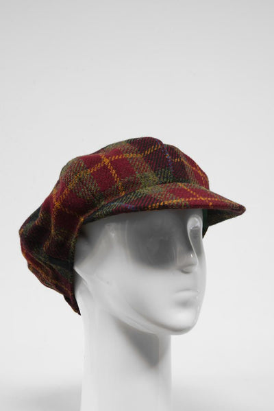 Harris Tweed Baker Boy Hat Green/Rust Check (GC)