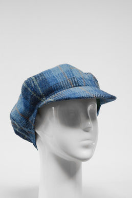 Harris Tweed Baker Boy Hat Blue Pastel Check (GC)