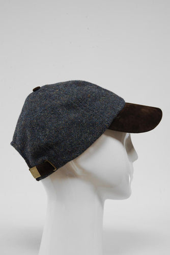 Harris Tweed Baseball Cap - Blue Grey Mix (Suedette) (HW)