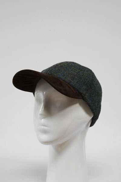 Harris Tweed Baseball Cap Green Windowpane (HW)