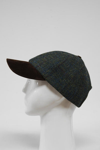 Harris Tweed Baseball Cap Green Windowpane (HW)