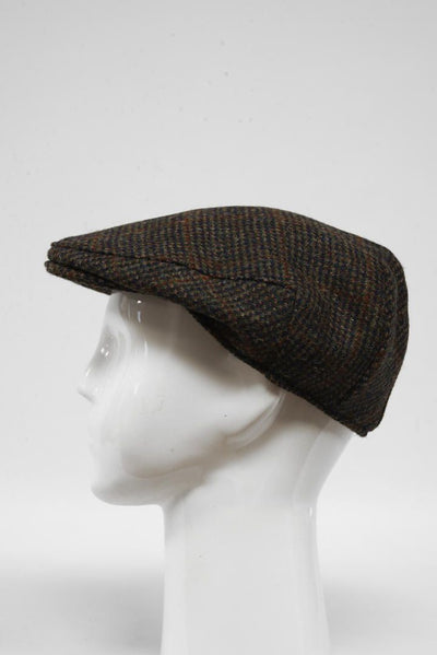 Harris Tweed Flat Cap Brown W Rust OC (HW)