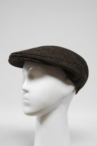 Harris Tweed Flat Cap Brown W Rust OC (HW)