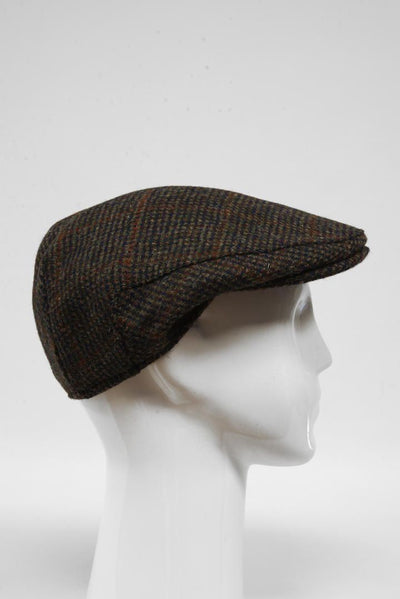 Harris Tweed Flat Cap Brown W Rust OC (HW)
