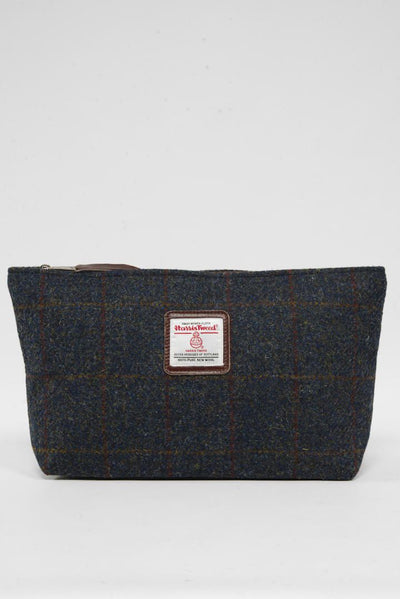 Harris Tweed Toiletries Bag A0239 (Brown Leather)