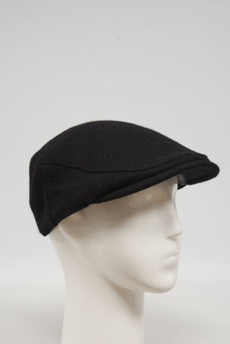 Harris Tweed Flat Cap - Black Twill (HH)