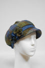 Harris Tweed Ladies Flower Hat Denim Sage With Blue Band