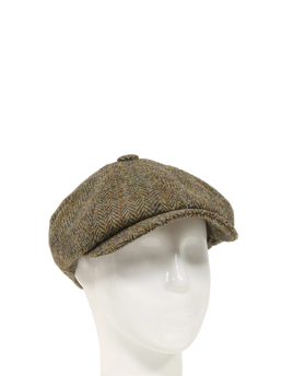 Harris Tweed 8 Piece Flat Cap - Brown Herringbone With Overcheck (FW2013)