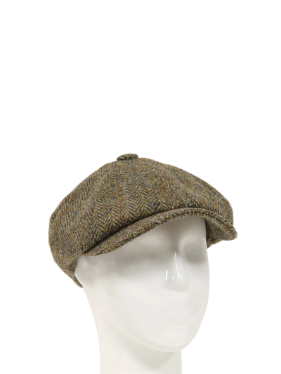 Harris Tweed 8 Piece Flat Cap - Brown Herringbone With Overcheck (FW2013)