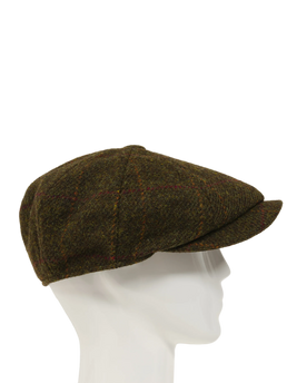 Harris Tweed 8 Piece Flat Cap - Moss Green Windowpane (FW2017)